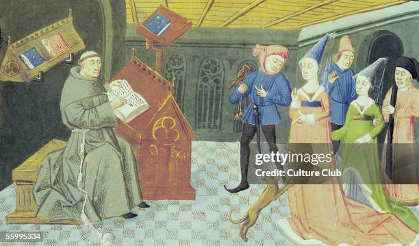 Fol.79r Carlo Marsuppini illustration from 'Controversia de Nobilitate' by Buonaccorso da Montemagno