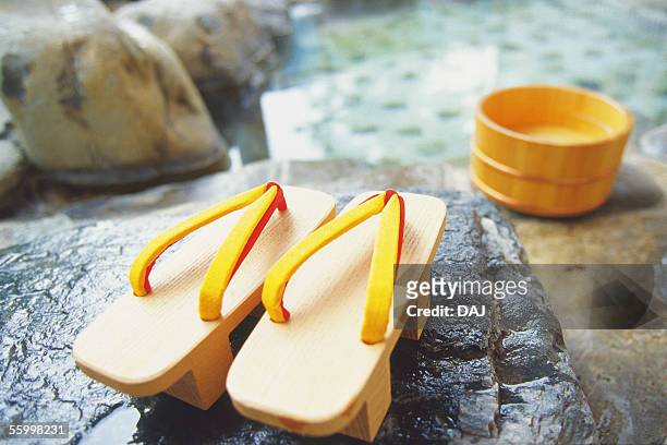 a pair of geta - geta sandal stock-fotos und bilder