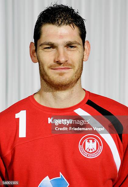 Goalkeeper Henning Fritz during the presentation of the German National handball Team at the Gerry Weber Sportpark Hotel on October 24, 2005 in Halle...