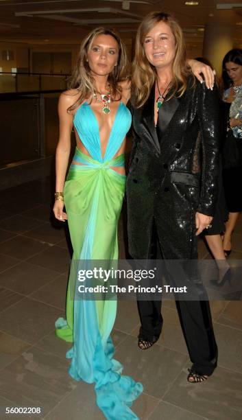Victoria Beckham and Eva Cavalli attend the champagne reception ahead of the Swarovski Fashion Rocks for The Prince's Trust event at the Grimaldi...