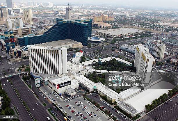 An aerial photo shows the Tropicana Resort and Casino and the MGM Grand Hotel/Casino on the Las Vegas Strip October 19, 2005 in Las Vegas, Nevada.
