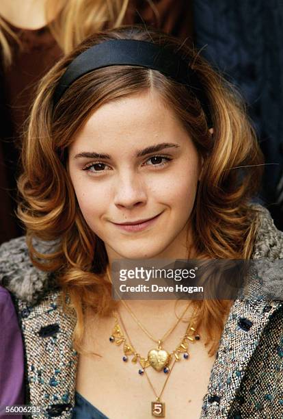 Actress Emma Watson attends the photocall for the latest Harry Potter film "Harry Potter and the Goblet of Fire" at Merchant Taylors' Hall on October...