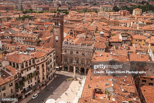 piazza delle erbe in the old city of verona - verona italy stock pictures, royalty-free photos & images
