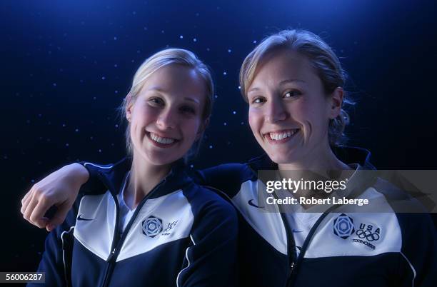 Twin sisters Cassie and Jamie Johnson pose for a portrait during the USOC Olympic Media Summit at the Antlers Hilton on October 11, 2005 in Colorado...