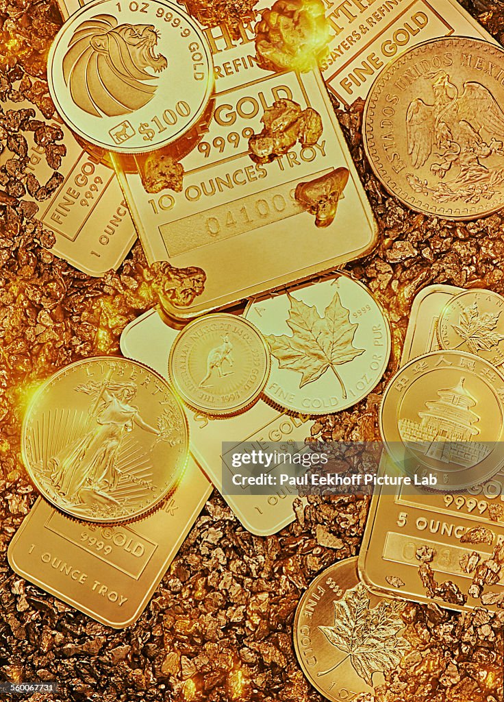 Gold Coins, Bars and Nuggets