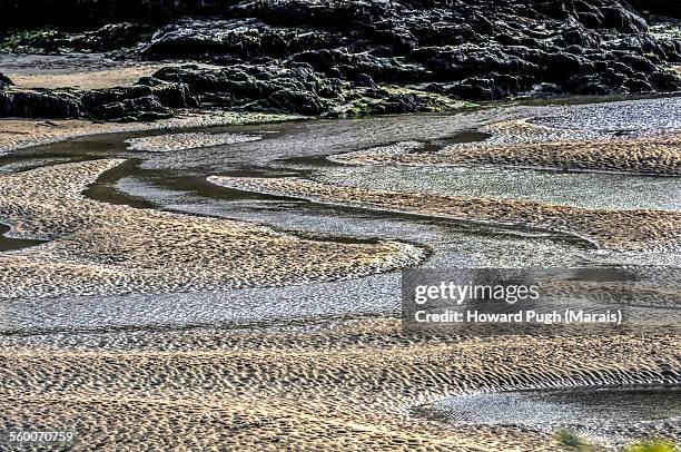 meandering pools rocky outcrops - ebbe stock-fotos und bilder