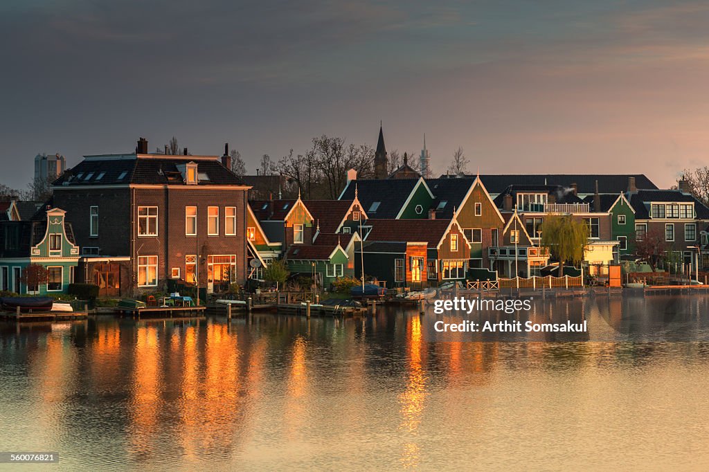 View of houses and River Zaan, Zaandam