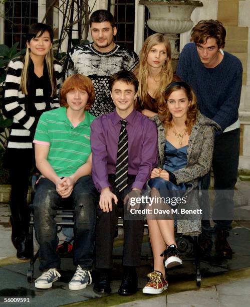 Actors Katie Leung, Stanislav Ianevski, Clemence Poesy, Robert Pattinson, Rupert Grint, Daniel Radcliffe and Emma Watson attend the photocall for the...