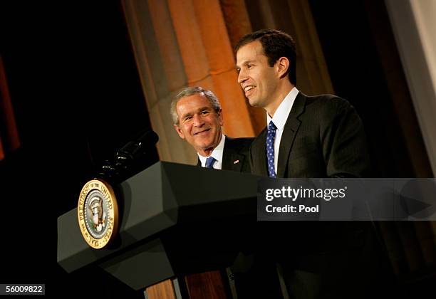 Republican National Committee Chairman Ken Mehlman introduces U.S. President George W. Bush during the Republican National Committee Dinner at the...