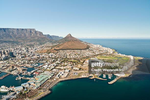 south africa, aerial view of cape town - cape town stadium stockfoto's en -beelden