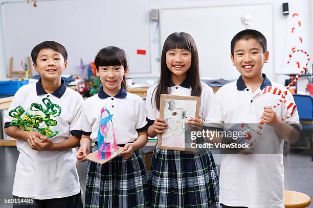 students in the display handicrafts - school science project stock pictures, royalty-free photos & images