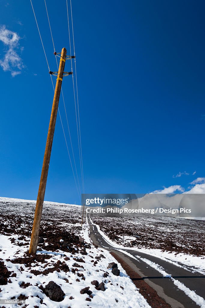 Mauna Loa road with snow