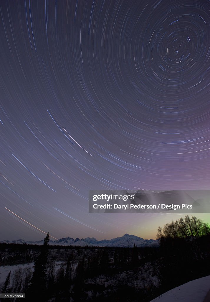 Star trails over Mt. McKinley