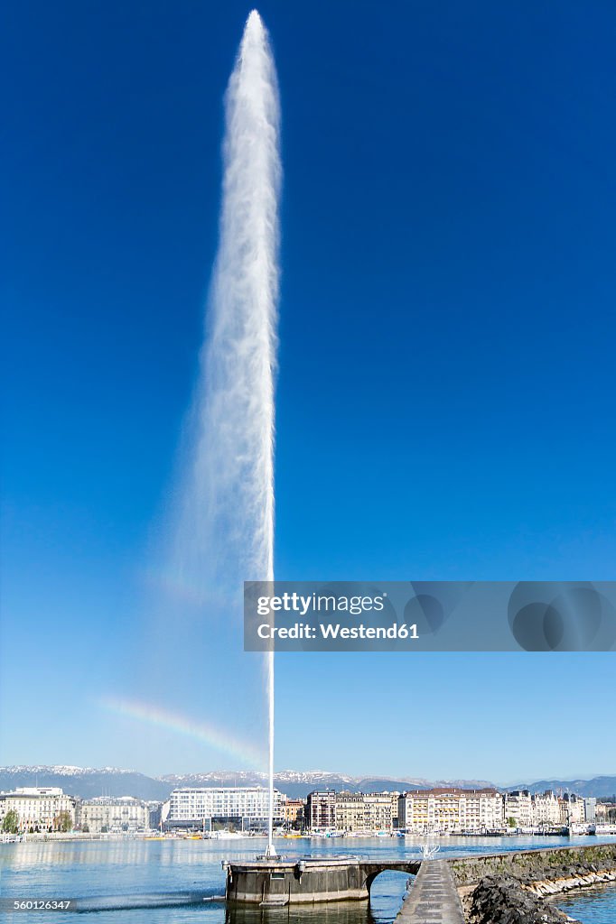 Switzerland, Geneva, fountain of the Jet d'Eau at Lake Geneva