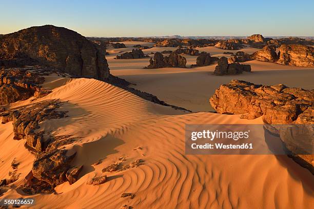 africa, algeria, sahara, tassili n'ajjer national park, view over timghas area - algeria stock pictures, royalty-free photos & images