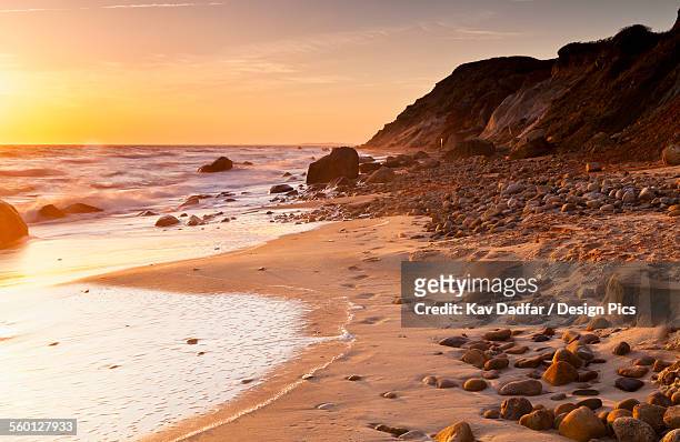 gay head public beach at sunset - gay head cliff stock pictures, royalty-free photos & images