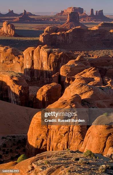 view of monument valley from hunts mesa - hunts mesa bildbanksfoton och bilder