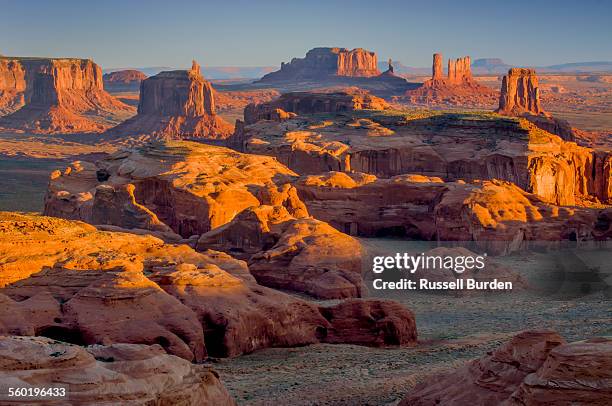 view of monument valley from hunts mesa - hunts mesa bildbanksfoton och bilder