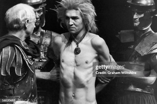 Scene from the play 'The Romans In Britain', by Howard Brenton, directed by Michael Bogdanov at the National Theatre, London. 16th October 1980. A...