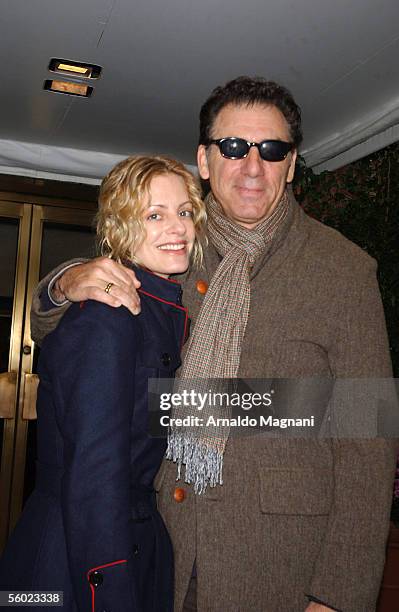 Actor Michael 'Kramer' Richards and companion, Beth Skipp, exit the Lowel Hotel October 27, 2005 in New York City.