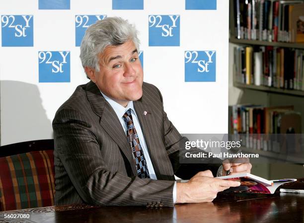 Host Jay Leno signs copies his new book "How to Be the Funniest Kid in the Whole Wide World" at the 92nd Street Y October 28, 2005 in New York City.