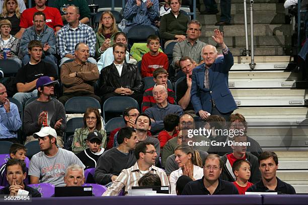 Senator Herb Kohl , Team Owner of the Milwaukee Bucks acknowledges the crowd against the Minnesota Timberwolves during a NBA preseason game October...