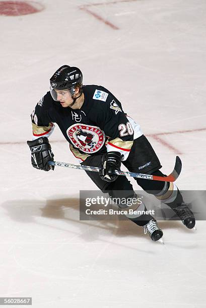 Matt Hussey of the Wilkes-Barre/Scranton Penguins skates against the Bridgeport Sound Tigers at Bridgeport's Arena at Harbor Yard on October 23, 2005...