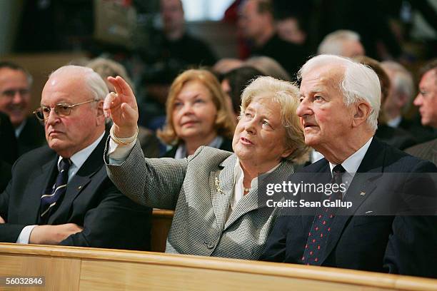 Former German President Roman Herzog, Marianne von Weizsaecker and former German President Richard von Weizsaecker attend the opening mass in the...