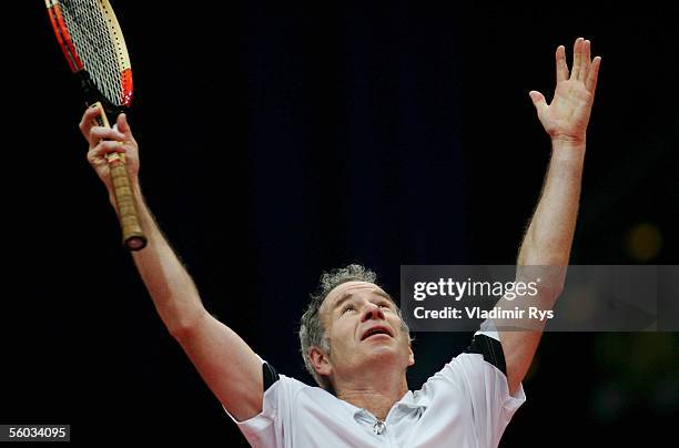 John McEnroe reacts during the final of the Deichmann Champions Trophy at the Grugahalle on October 30, 2005 in Essen, Germany.