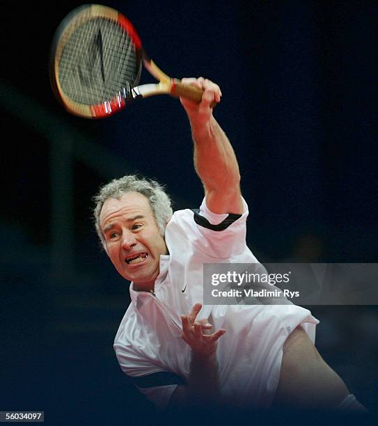 John McEnroe in action during the final of the Deichmann Champions Trophy at the Grugahalle on October 30, 2005 in Essen, Germany.