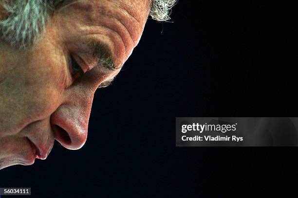 John McEnroe looks down during the final of the Deichmann Champions Trophy at the Grugahalle on October 30, 2005 in Essen, Germany.