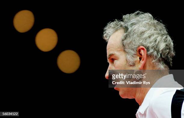 John McEnroe looks on during the final of the Deichmann Champions Trophy at the Grugahalle on October 30, 2005 in Essen, Germany.