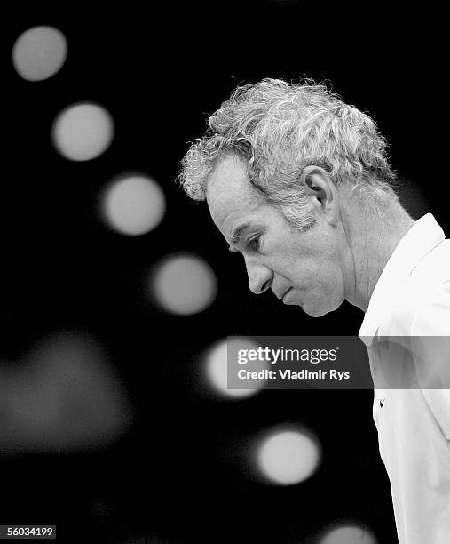 John McEnroe of U.S.A. In action during the final of the Deichmann Champions Trophy against Goran Ivanisevic of Croatia at the Grugahalle on October...