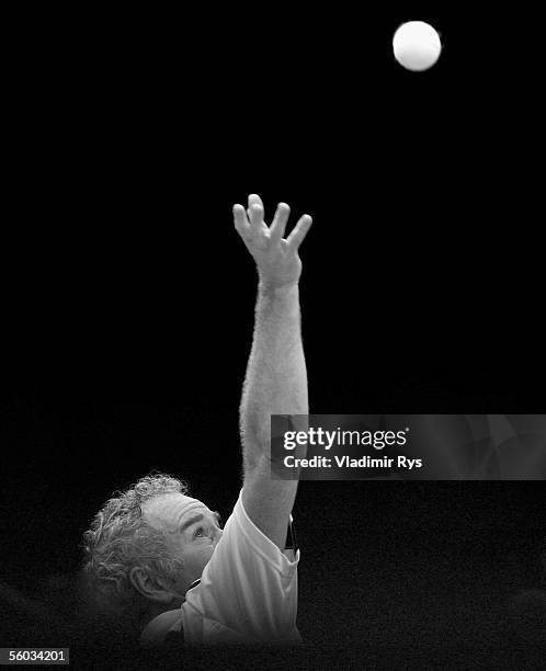 John McEnroe of U.S.A. In action during the final of the Deichmann Champions Trophy against Goran Ivanisevic of Croatia at the Grugahalle on October...