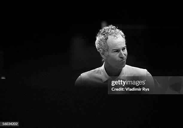 John McEnroe of U.S.A. In action during the final of the Deichmann Champions Trophy against Goran Ivanisevic of Croatia at the Grugahalle on October...