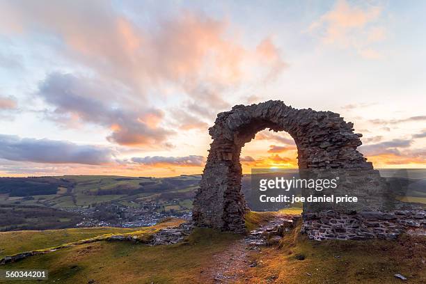 crow castle ruins, llangollen, north wales - welsh hills stock pictures, royalty-free photos & images