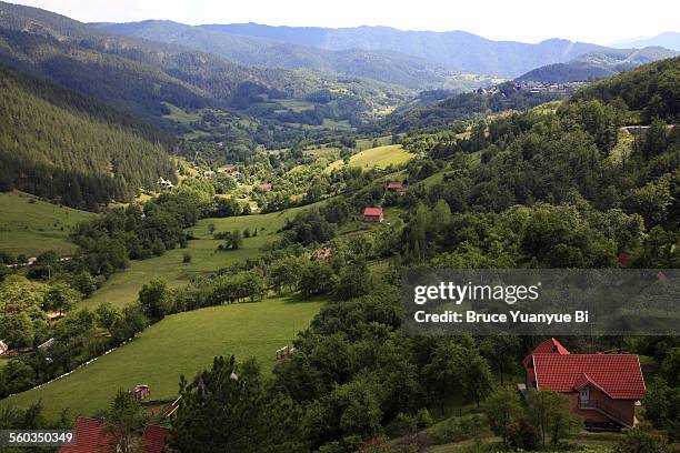 mokra gora village - serbia village stock pictures, royalty-free photos & images