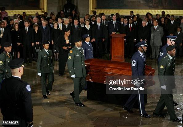 Military pallbearers deliver the casket of Rosa Parks into the... News ...
