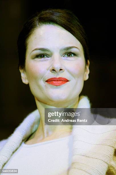 Actress Barbara Auer poses on the catwalk during the fashion charity Gala 'Event Prominent' at the Atlantic Hotel on October 30, 2005 in Hamburg,...
