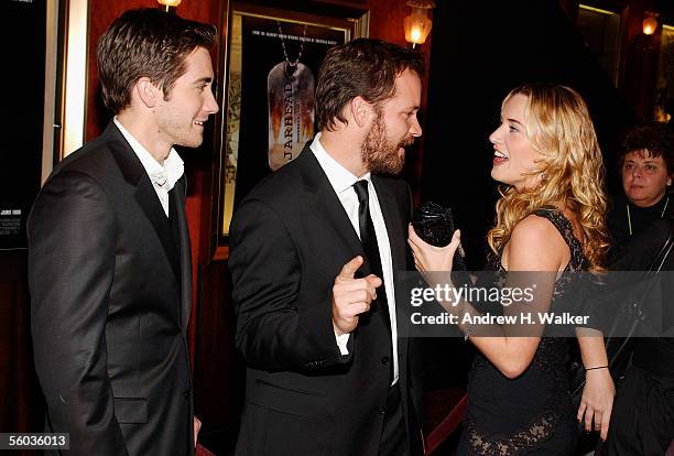 Actor Jake Gyllenhaal, actor Peter Sarsgaard and actress Kate Winslet arrive at the Universal Pictures Premiere of "Jarhead" on October 30, 2005 in...