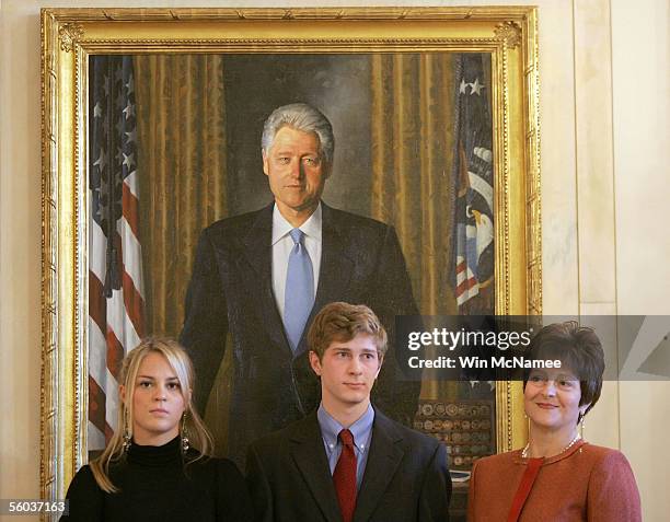 Beneath a portrait of former U.S. President Bill Clinton, Supreme Court Nominee Judge Samuel Alito's family watches as he is introduced by U.S....