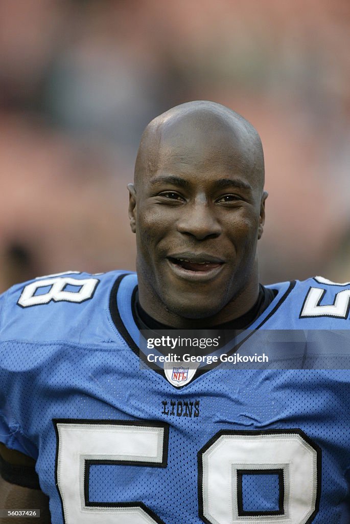 Wali Rashid Rainer Linebacker Wali Rainer of the Detroit Lions on the sideline during a ...
