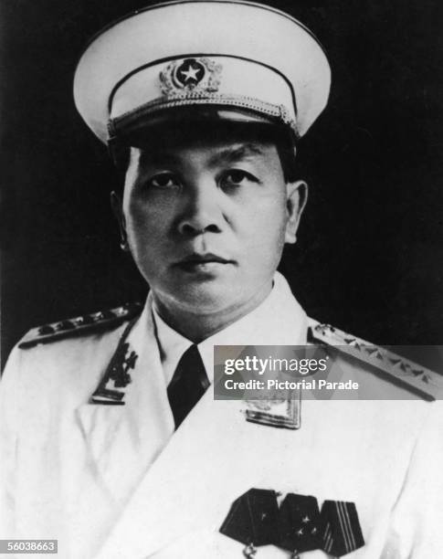Portrait of Vietnamese military leader and politician General Vo Nguyen Giap, the defense minister of North Vietnam, during the Vietnam War, July 12,...