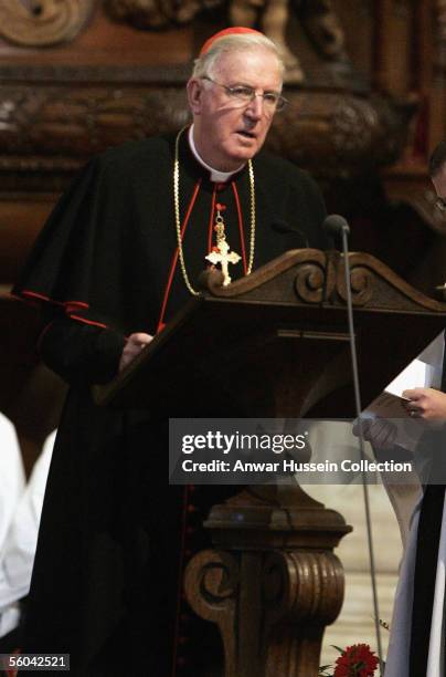 Cardinal Cormac Murphy O'Connor gives a speech during the National Memorial Service dedicated to victims of the 7 July bombings on November 1, 2005...