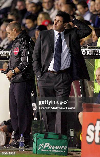 Mike Newell, manager of Luton Town looks on during the Coca-Cola Championship match between Sheffield United and Luton Town at Bramall Lane on...