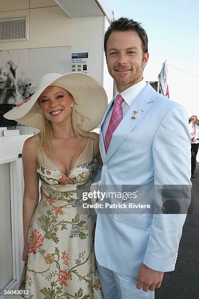 Actors Holly Brisley and Tim Campbell attend The Melbourne Cup at Flemington Racecourse November 1, 2005 in Melbourne, Australia.