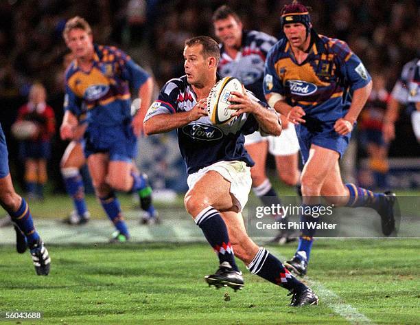 Auckland's Craig Innes on the burst during the Super 12 game against the Otago Highlanders and the Auckland Blues at Carisbrook on Saturday night.