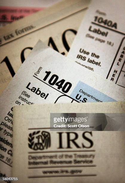 Current federal tax forms are distributed at the offices of the Internal Revenue Service November 1, 2005 in Chicago, Illinois. A presidential panel...