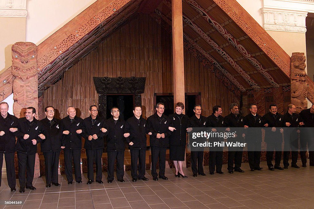 APEC leaders line up for the offical photograph in