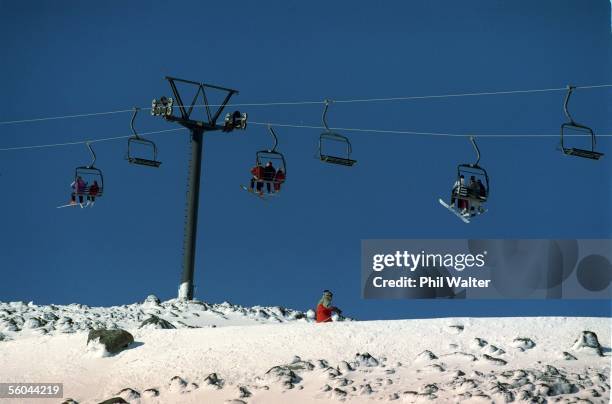 Ski lifts in operation on the Turoa skifield.